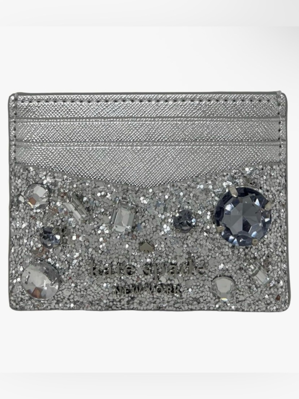Kate Spade New York Tinsel Jeweled Glitter Small Slim Card Holder NWOT